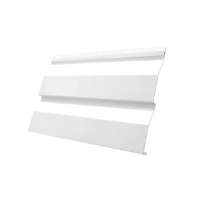 Металлический сайдинг Grand Line Корабельная Доска 0.45 мм Drap с пленкой RAL 9003 сигнальный белый